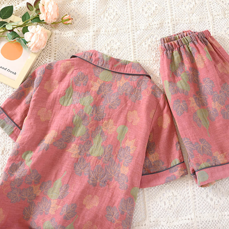 Pigiama in garza di cotone jacquard effetto zucca
