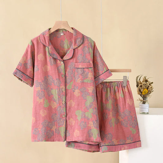 Pigiama in garza di cotone jacquard effetto zucca
