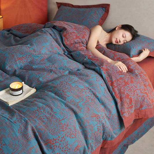Set di biancheria da letto naturale in garza di cotone a doppio strato (4 pezzi)
