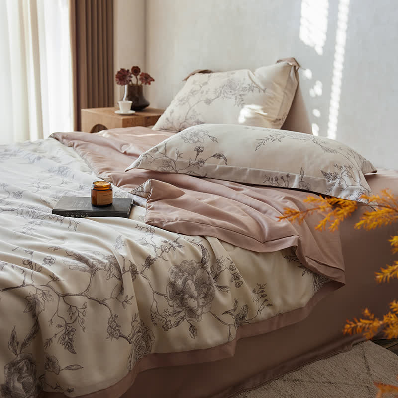 Biancheria da letto traspirante in fibra di Lyocell Floral Rose