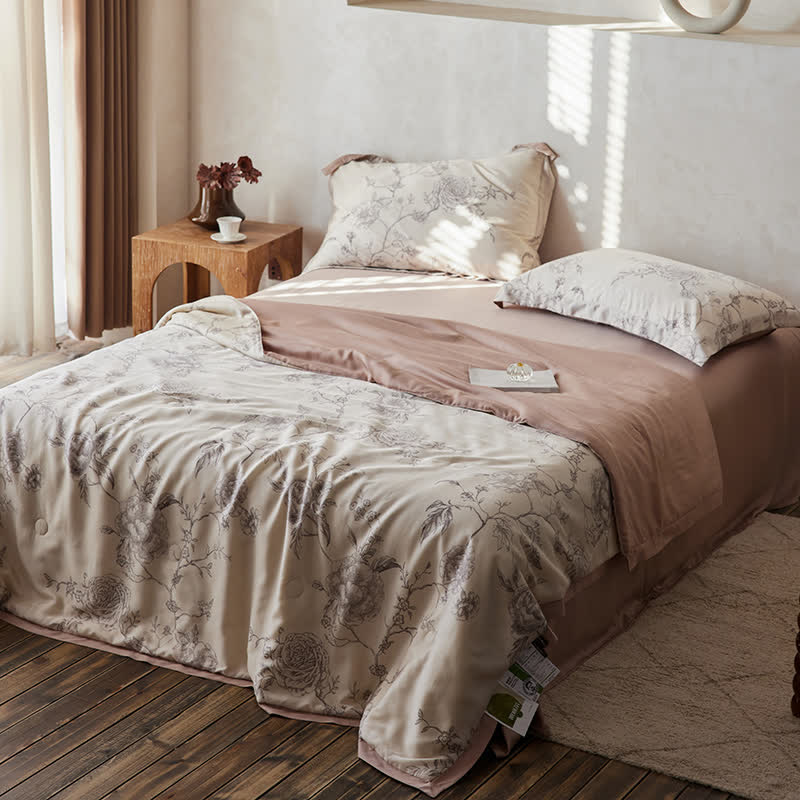 Biancheria da letto traspirante in fibra di Lyocell Floral Rose