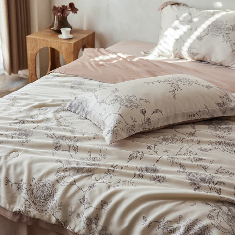 Biancheria da letto traspirante in fibra di Lyocell Floral Rose
