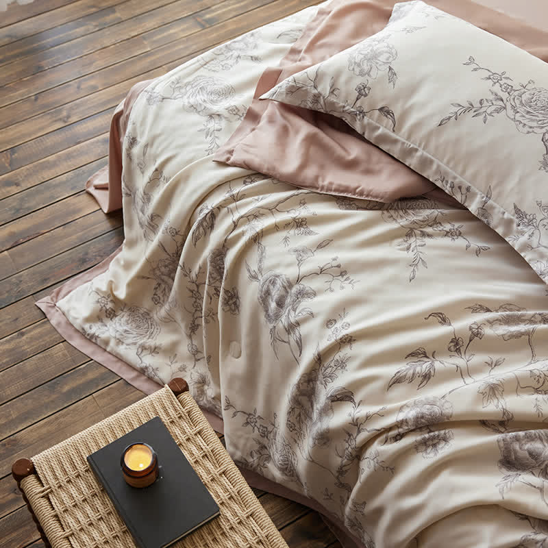 Biancheria da letto traspirante in fibra di Lyocell Floral Rose