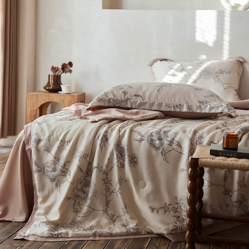 Biancheria da letto traspirante in fibra di Lyocell Floral Rose