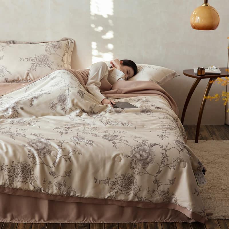 Biancheria da letto traspirante in fibra di Lyocell Floral Rose