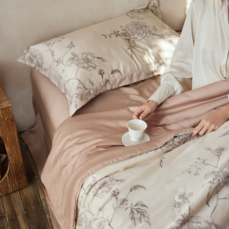 Biancheria da letto traspirante in fibra di Lyocell Floral Rose