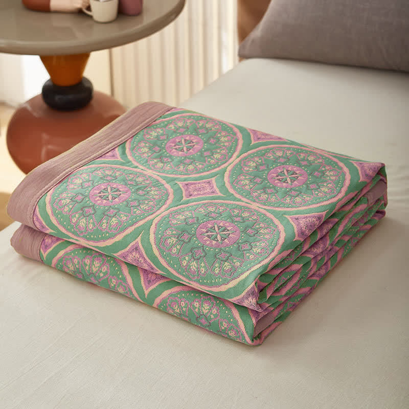 Trapunta reversibile in garza di cotone Boho Mandala