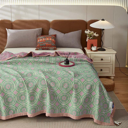 Trapunta reversibile in garza di cotone Boho Mandala