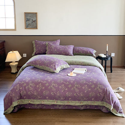 Elegante set di biancheria da letto in cotone con bottoni a farfalla (4 pezzi)