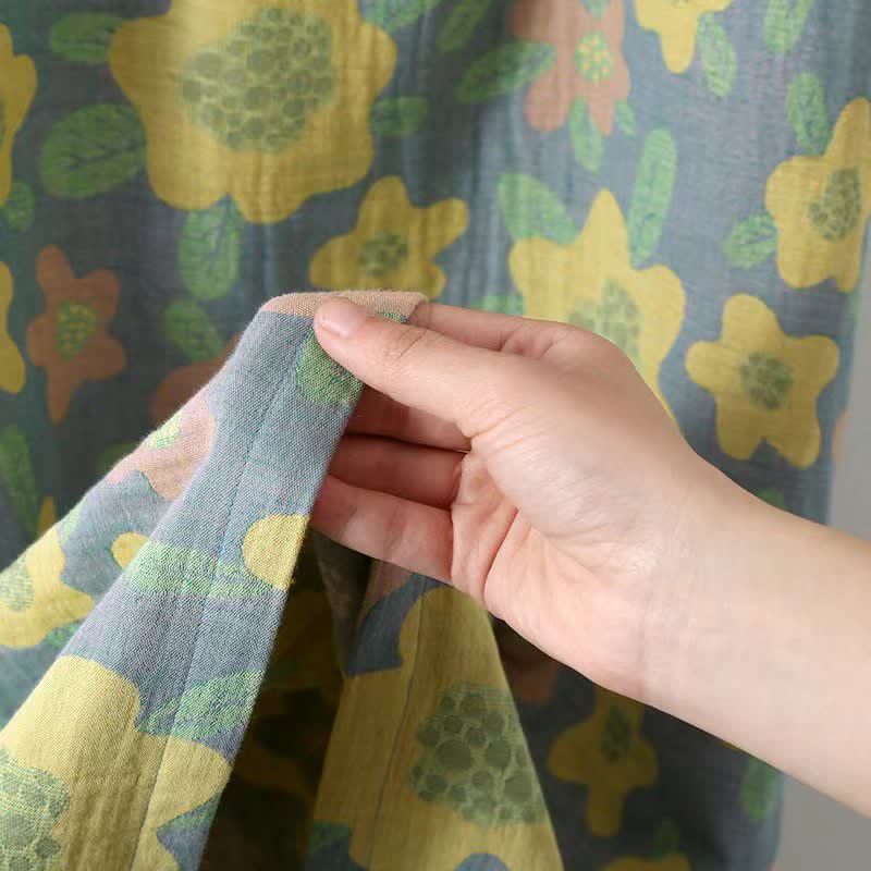 Graziosa camicia da notte floreale traspirante in puro cotone