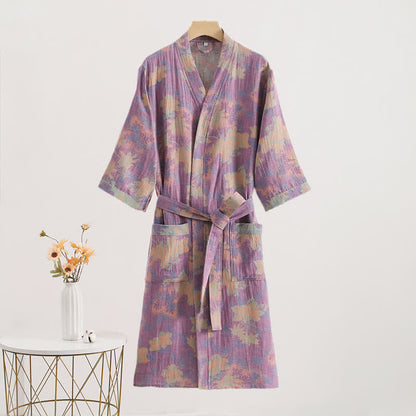 Kimono floreale in garza di cotone, accappatoi e accappatoi da bagno