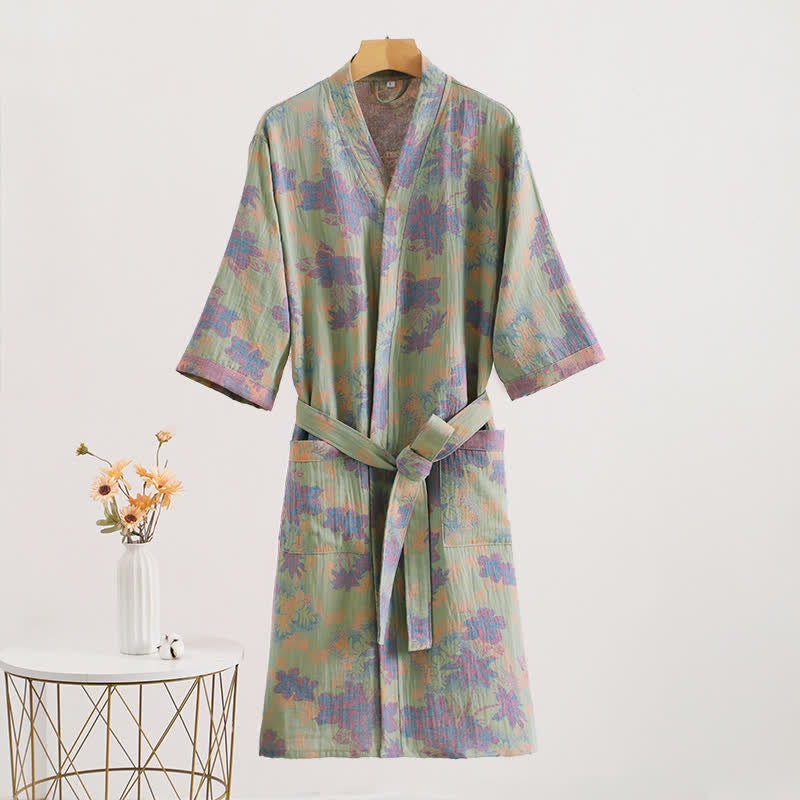Kimono floreale in garza di cotone, accappatoi e accappatoi da bagno