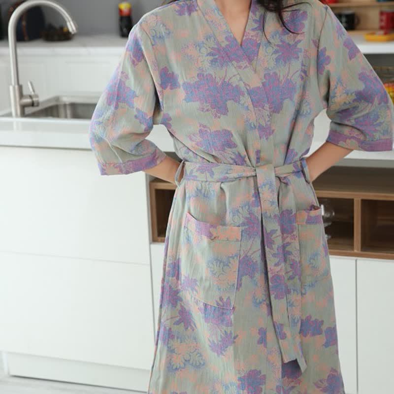 Kimono floreale in garza di cotone, accappatoi e accappatoi da bagno