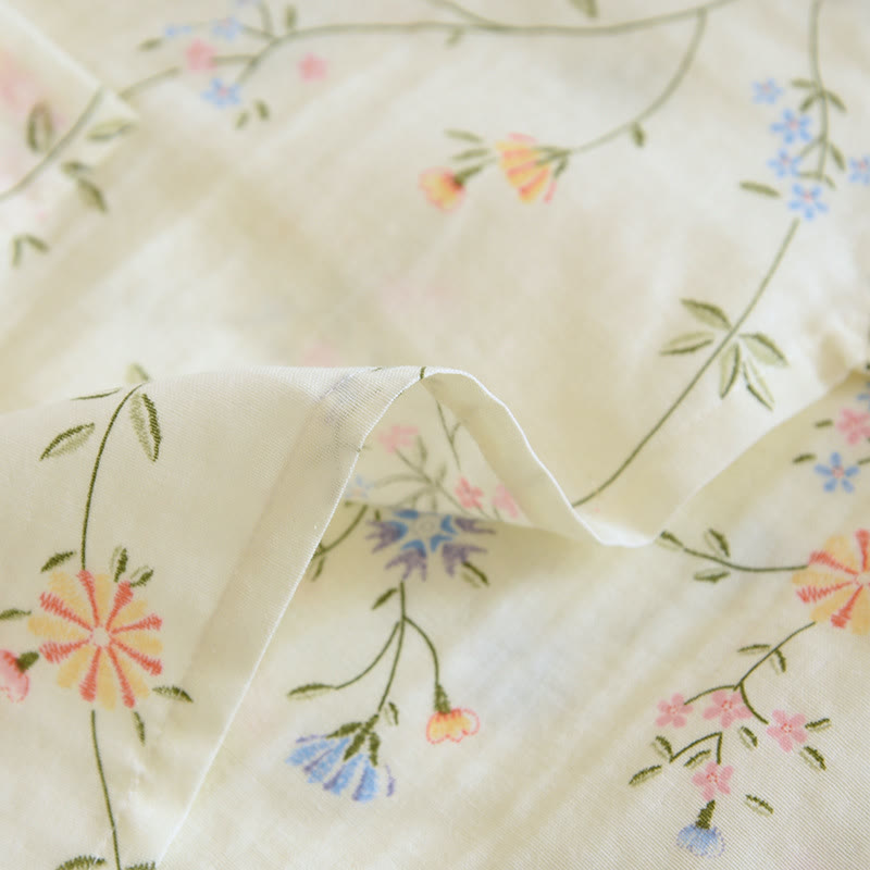 Pigiama Kimono in garza di cotone a fiori