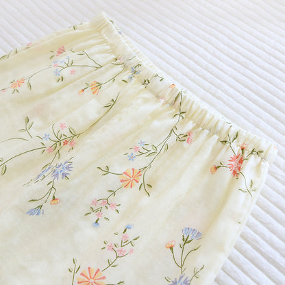 Pigiama Kimono in garza di cotone a fiori