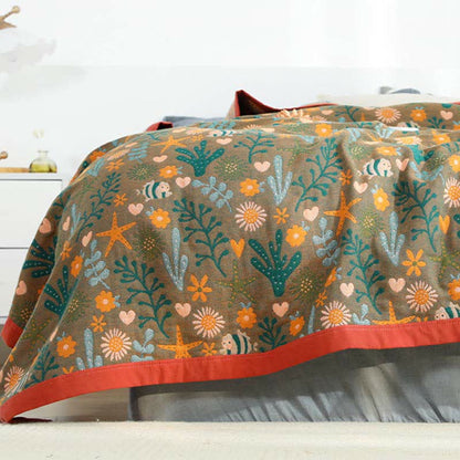Copriletto reversibile vintage Ownkoti, trapunta morbida floreale