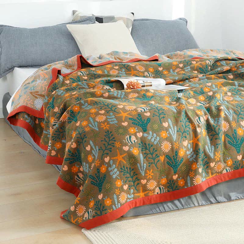 Copriletto reversibile vintage Ownkoti, trapunta morbida floreale