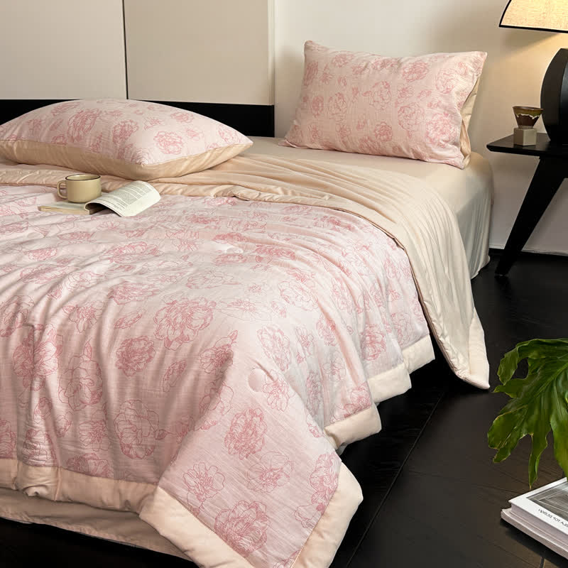 Biancheria da letto estiva di lusso in garza di cotone con fiori