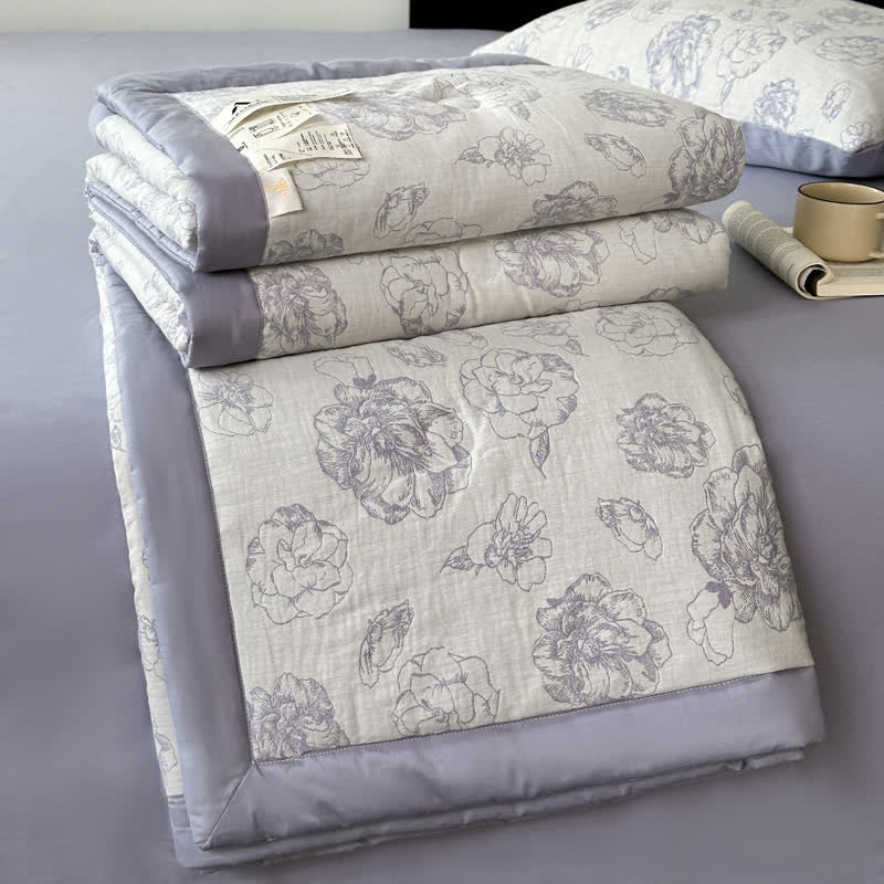 Biancheria da letto estiva di lusso in garza di cotone con fiori