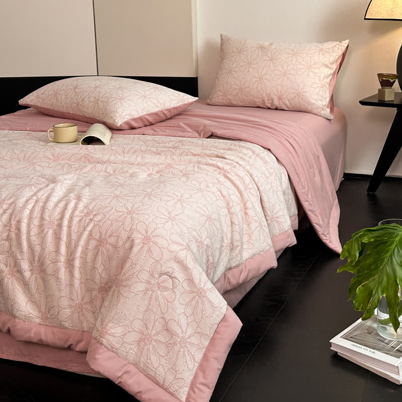 Biancheria da letto in garza di cotone traspirante Jacquard Daisy