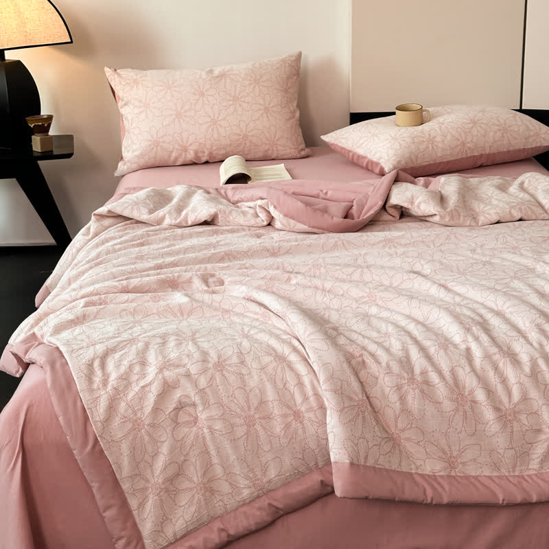 Biancheria da letto in garza di cotone traspirante Jacquard Daisy