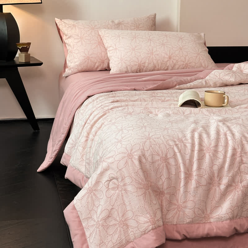 Biancheria da letto in garza di cotone traspirante Jacquard Daisy