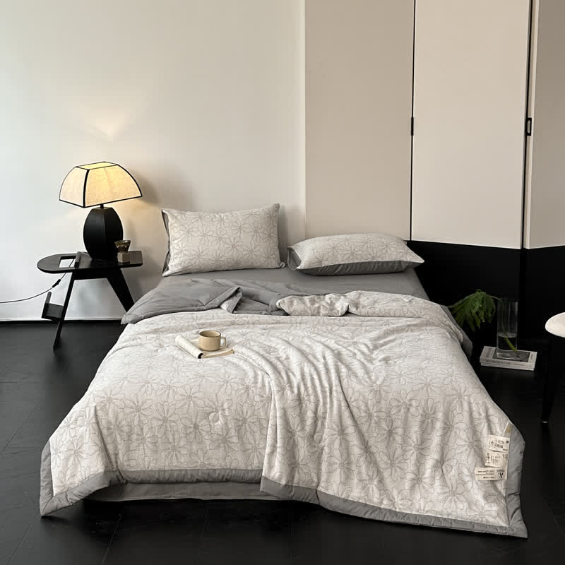 Biancheria da letto in garza di cotone traspirante Jacquard Daisy