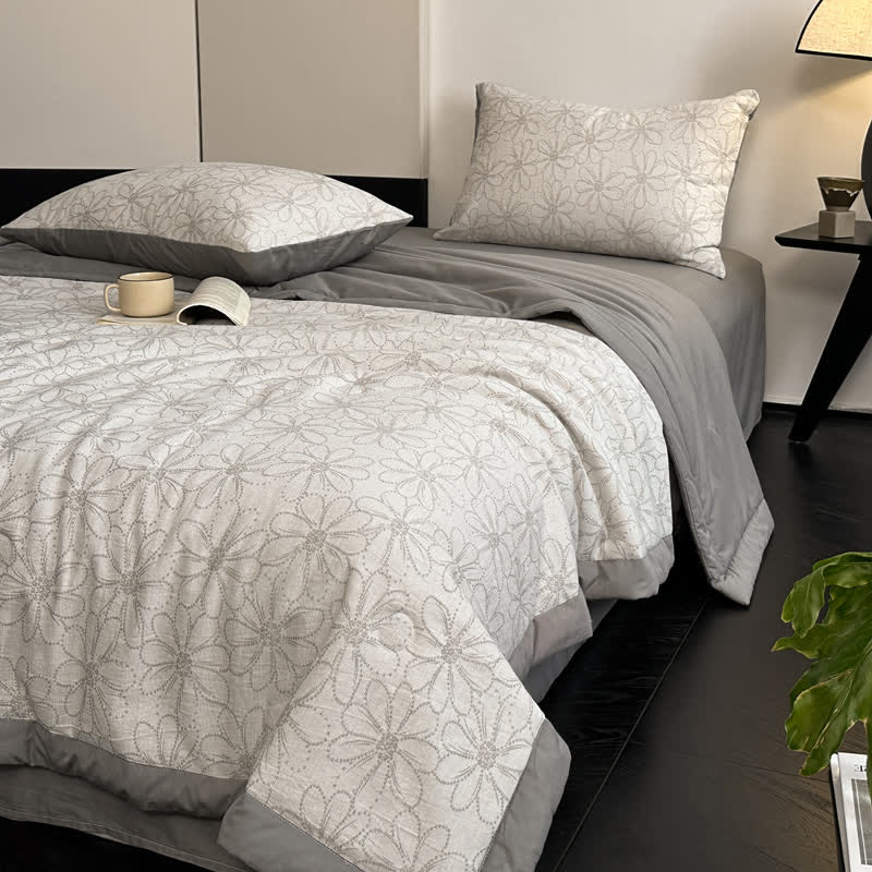 Biancheria da letto in garza di cotone traspirante Jacquard Daisy