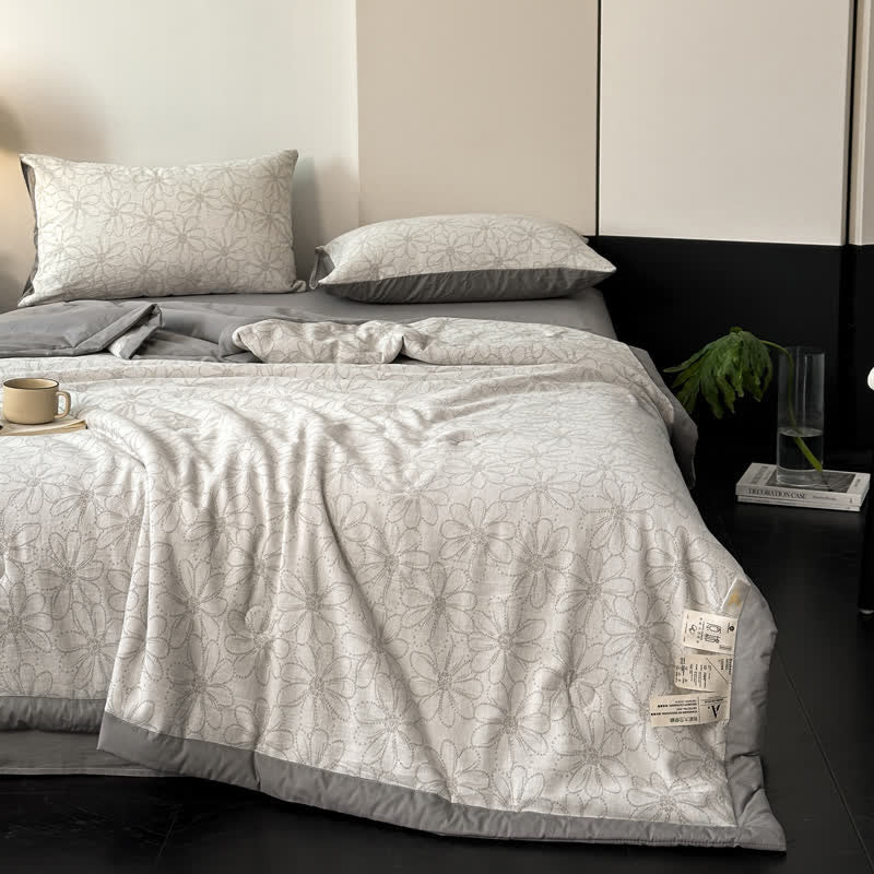 Biancheria da letto in garza di cotone traspirante Jacquard Daisy
