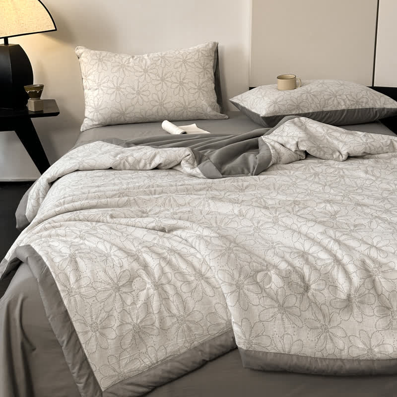 Biancheria da letto in garza di cotone traspirante Jacquard Daisy