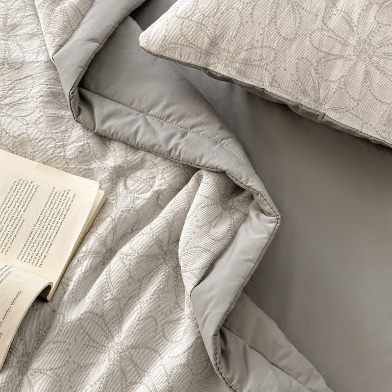 Biancheria da letto in garza di cotone traspirante Jacquard Daisy