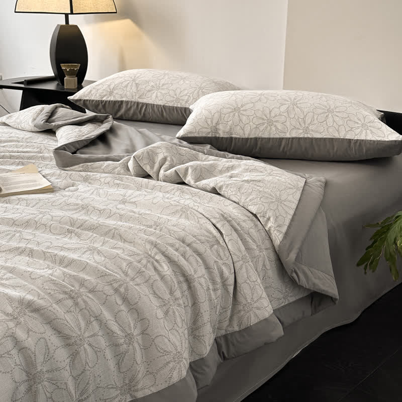 Biancheria da letto in garza di cotone traspirante Jacquard Daisy