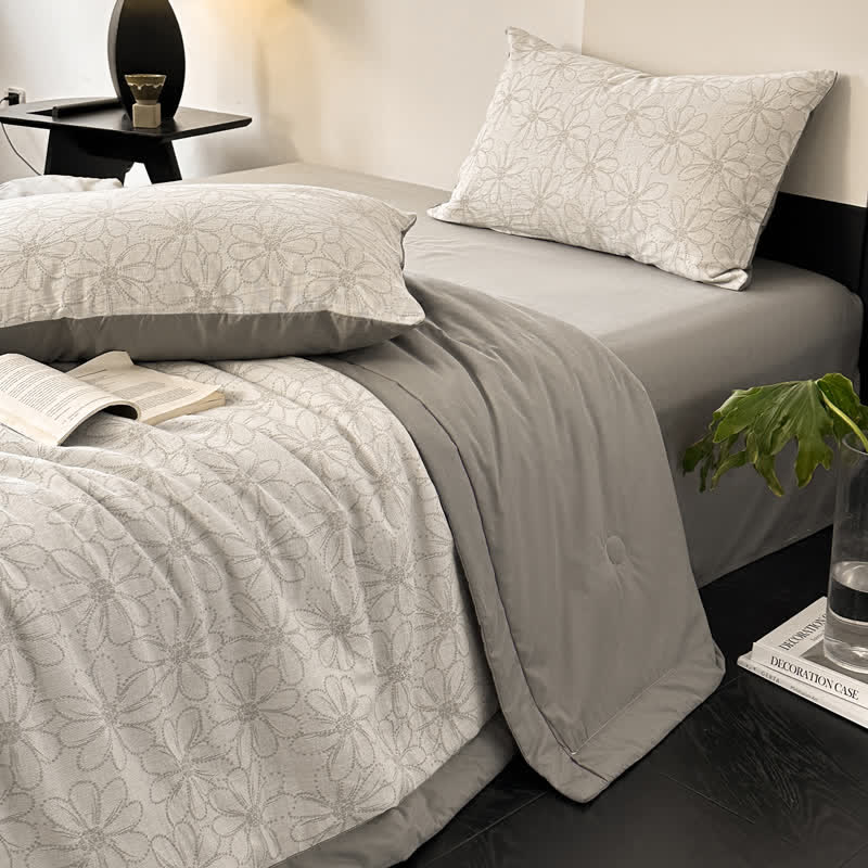 Biancheria da letto in garza di cotone traspirante Jacquard Daisy