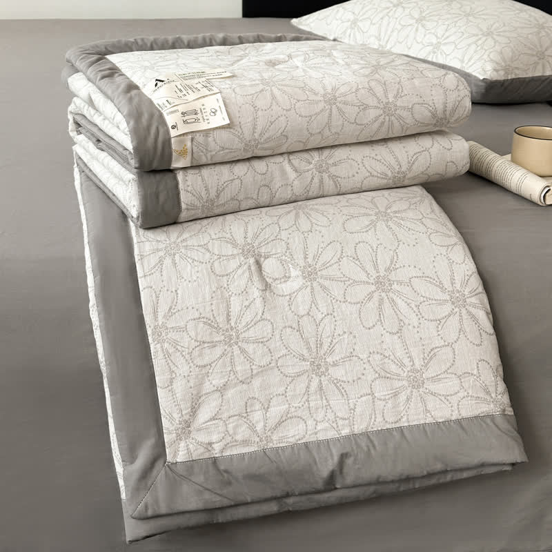 Biancheria da letto in garza di cotone traspirante Jacquard Daisy