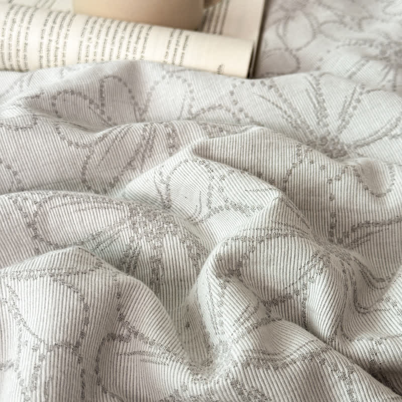 Biancheria da letto in garza di cotone traspirante Jacquard Daisy