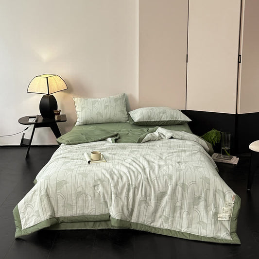 Biancheria da letto leggera in garza di cotone con foglie rustiche