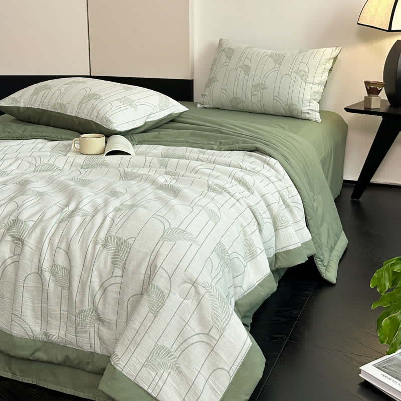 Biancheria da letto leggera in garza di cotone con foglie rustiche