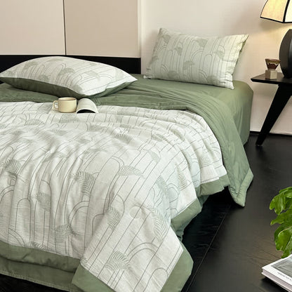 Biancheria da letto leggera in garza di cotone con foglie rustiche