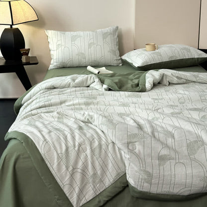 Biancheria da letto leggera in garza di cotone con foglie rustiche