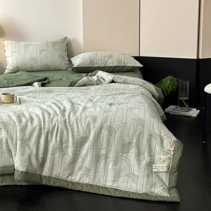 Biancheria da letto leggera in garza di cotone con foglie rustiche