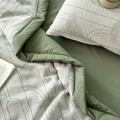Biancheria da letto leggera in garza di cotone con foglie rustiche