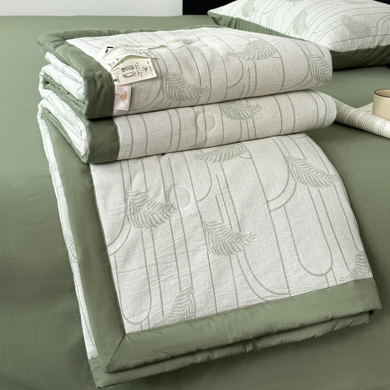 Biancheria da letto leggera in garza di cotone con foglie rustiche
