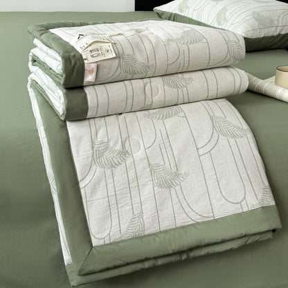 Biancheria da letto leggera in garza di cotone con foglie rustiche