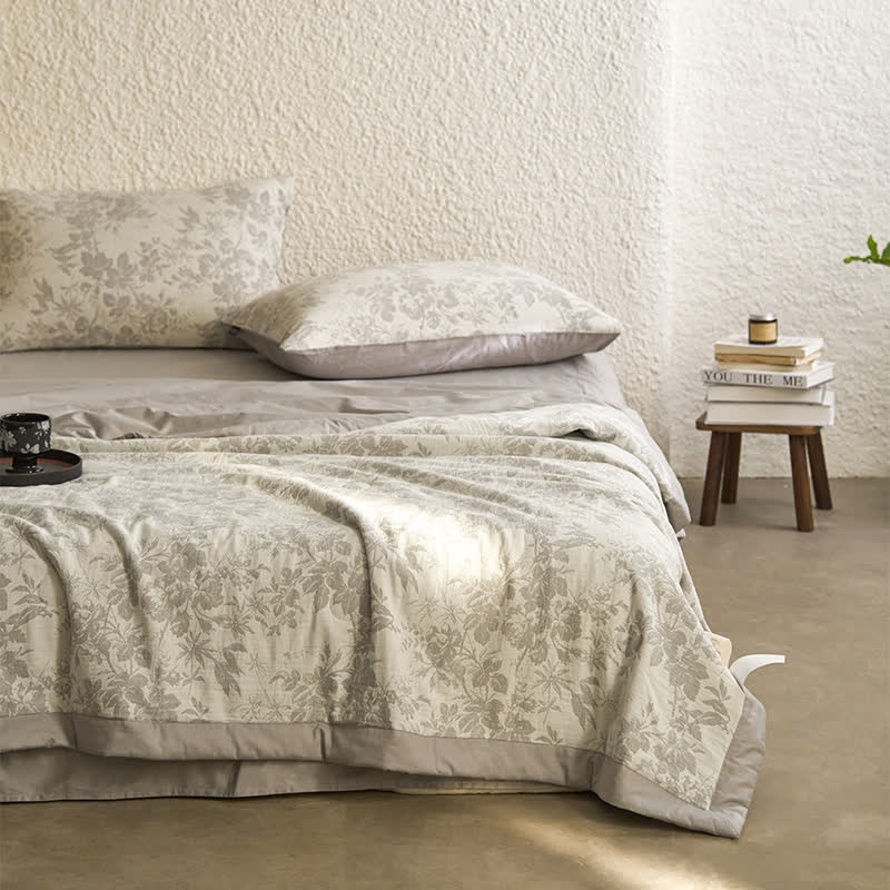 Biancheria da letto rustica floreale in garza di cotone estivo