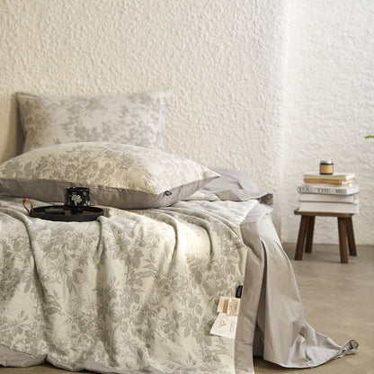 Biancheria da letto rustica floreale in garza di cotone estivo