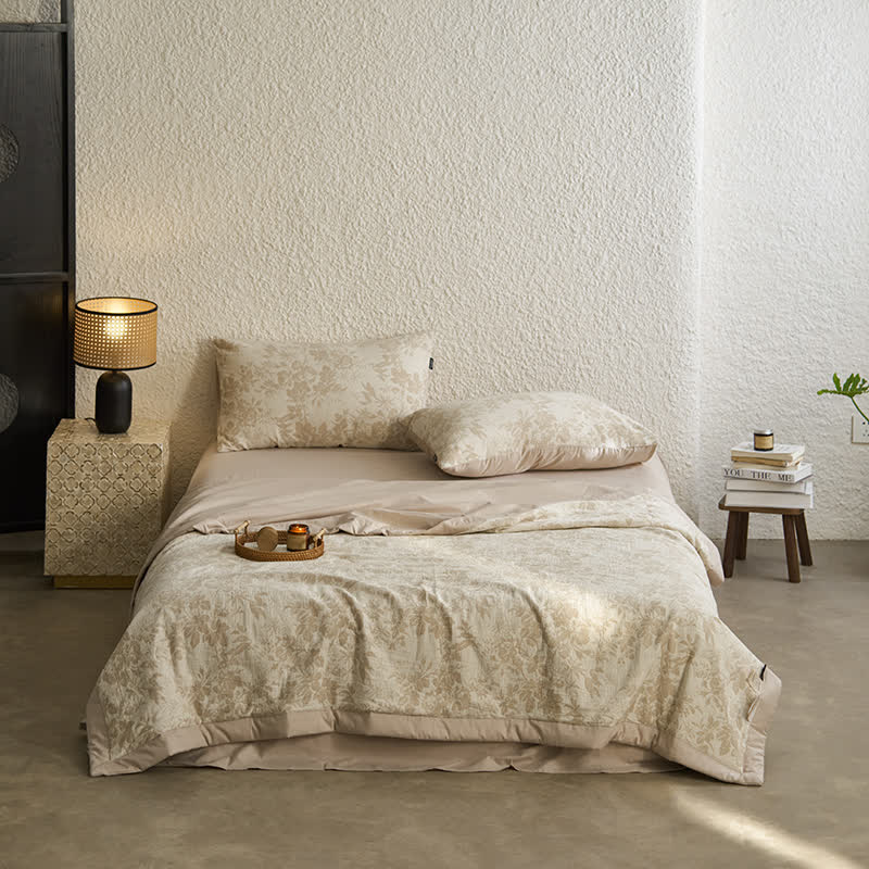 Biancheria da letto rustica floreale in garza di cotone estivo