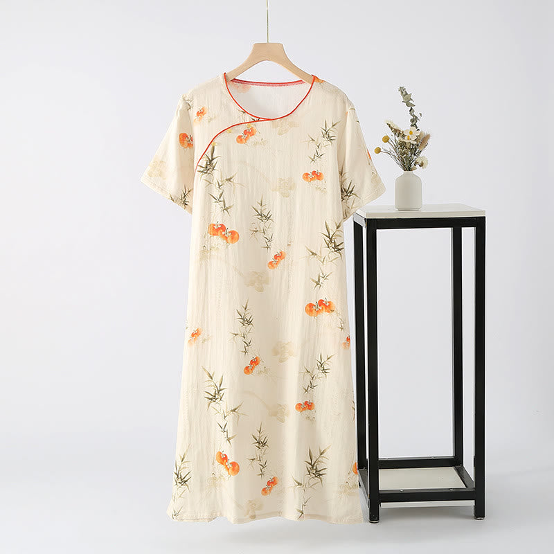 Camicia da notte estiva in fibra di bambù di cachi