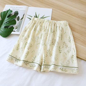Pantaloncini da pigiama pastorali morbidi in garza di cotone