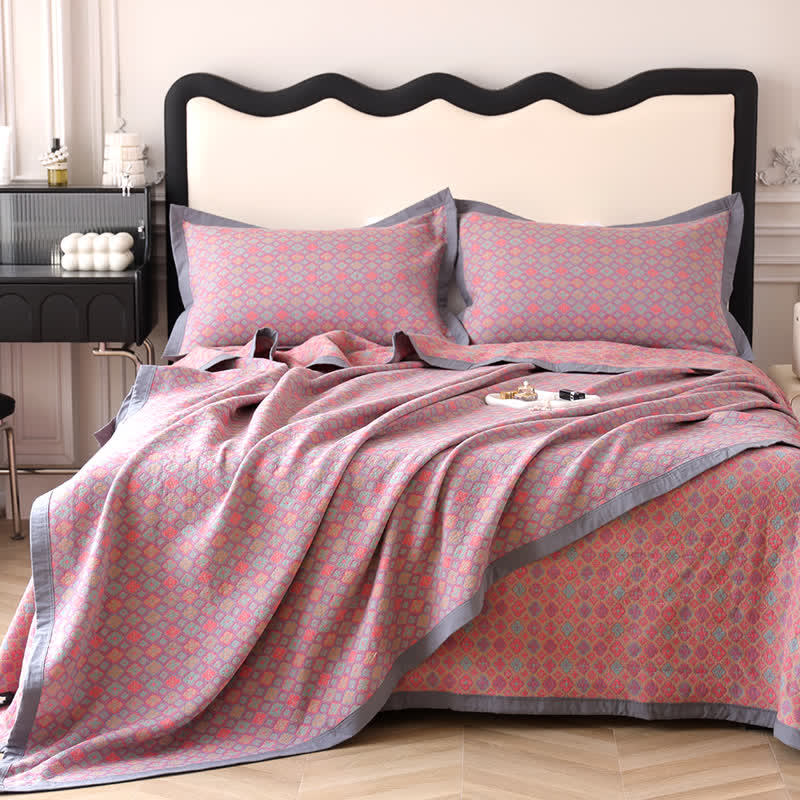 Trapunta organica in stile floreale in jacquard di cotone