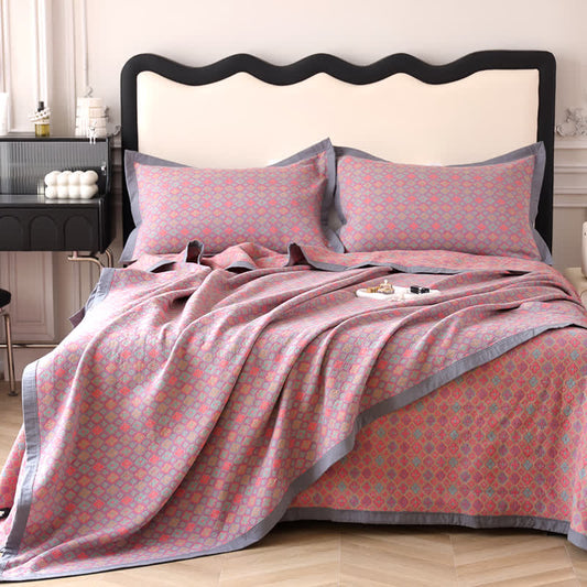 Trapunta organica in stile floreale in jacquard di cotone